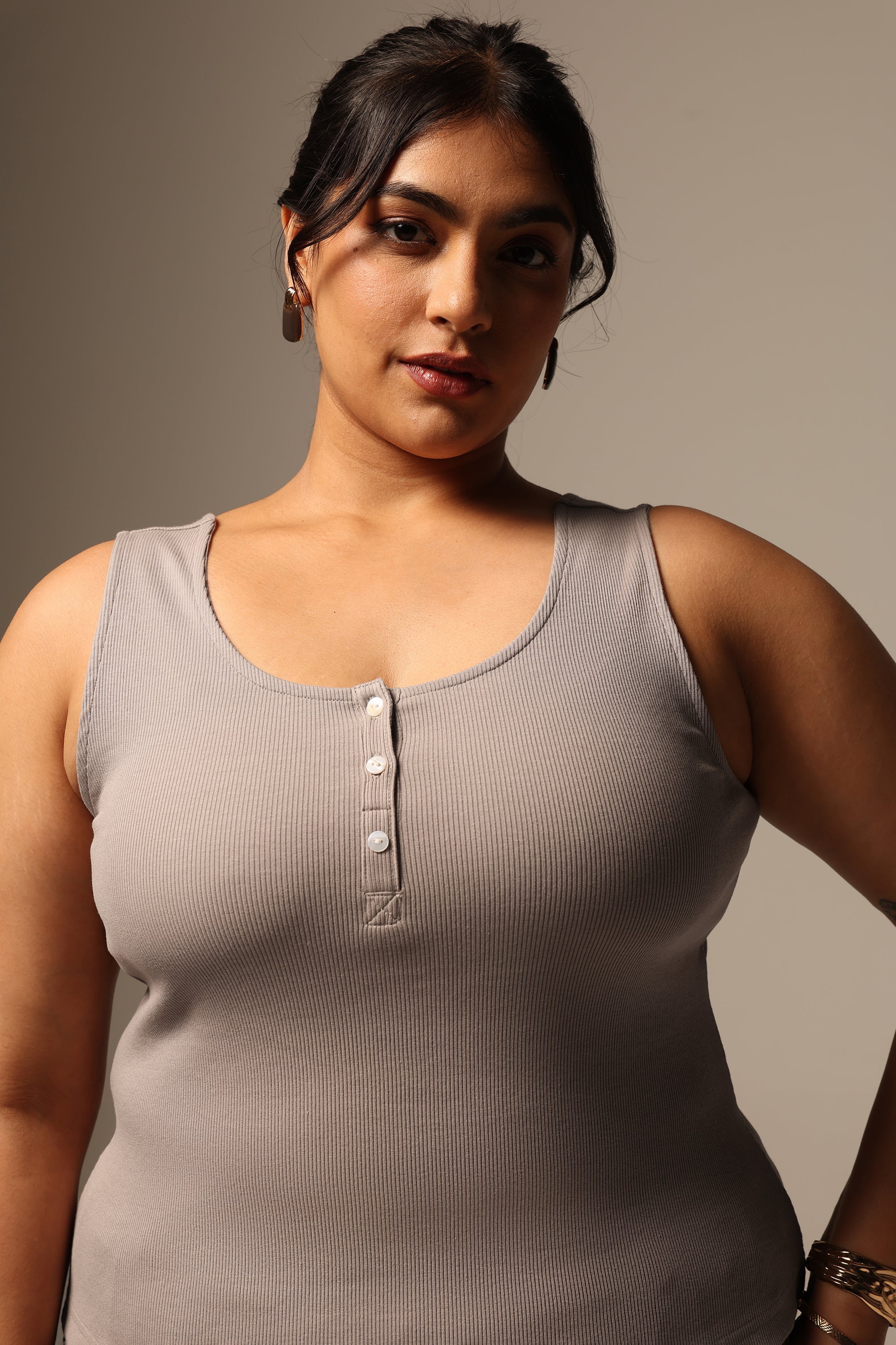 Blissentials Round Neck Henley Tank - BlissClub