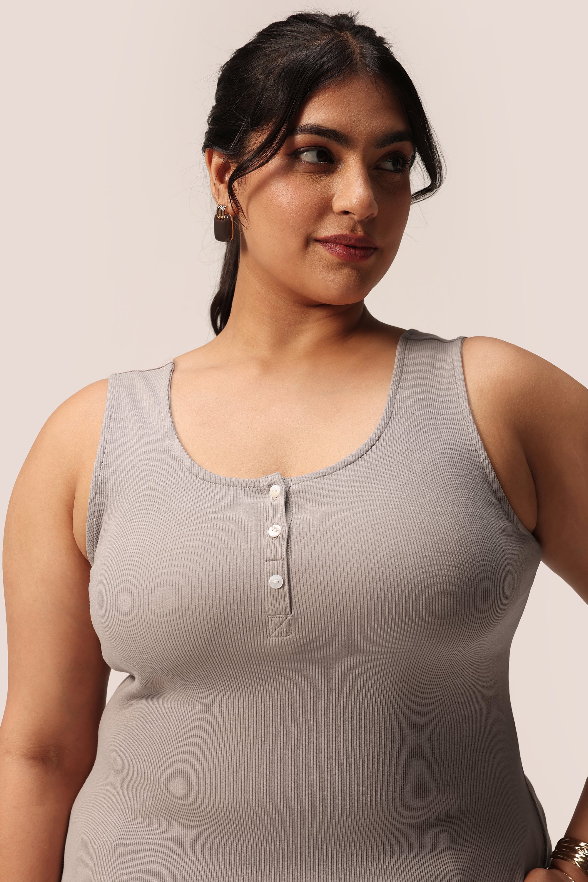 Blissentials Round Neck Henley Tank - BlissClub