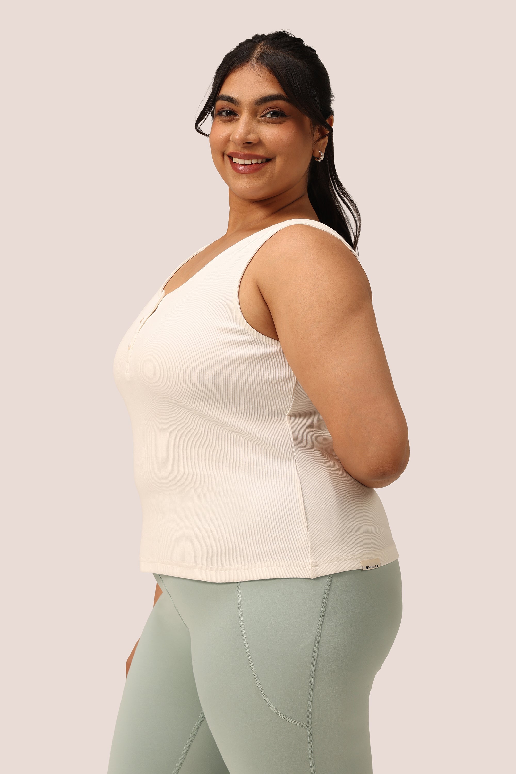 Blissentials Round Neck Henley Tank - BlissClub