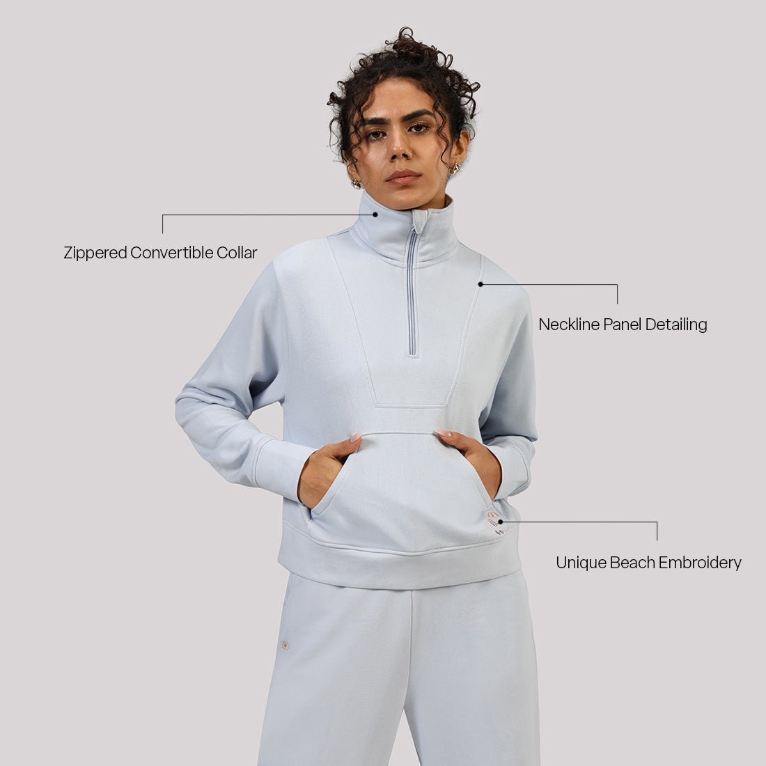 BlissTerry™ Cotton Pullover with Zipper - BlissClub