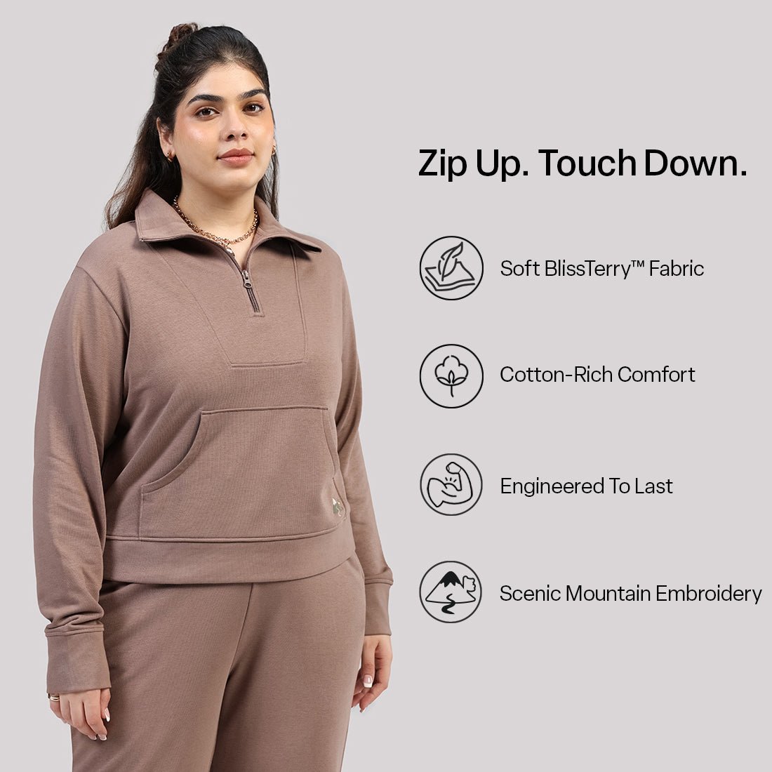 BlissTerry™ Cotton Pullover with Zipper - BlissClub