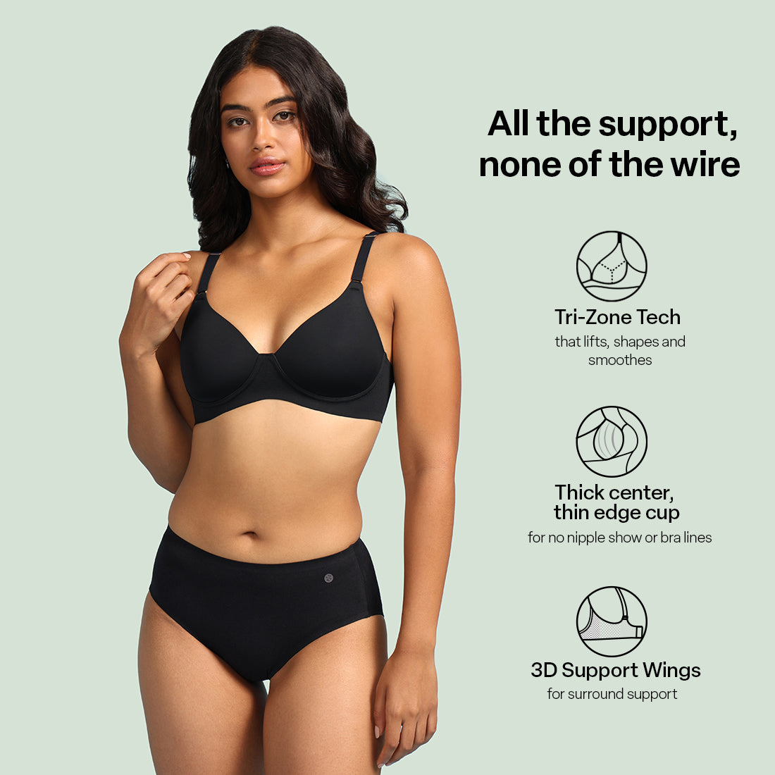 FreeDame Tri-Zone Wire-Free T-Shirt Bra