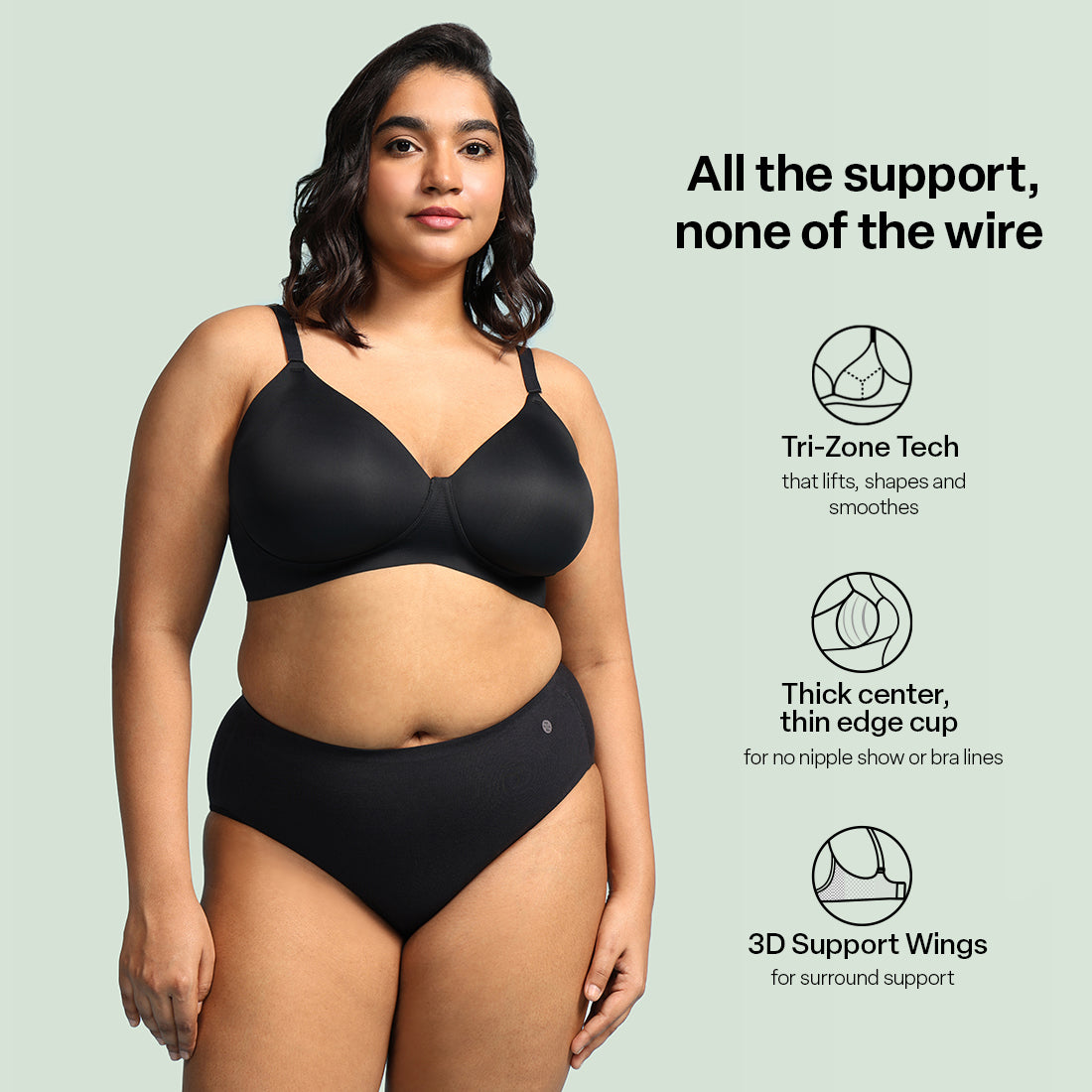 FreeDame Tri-Zone Wire-Free T-Shirt Bra