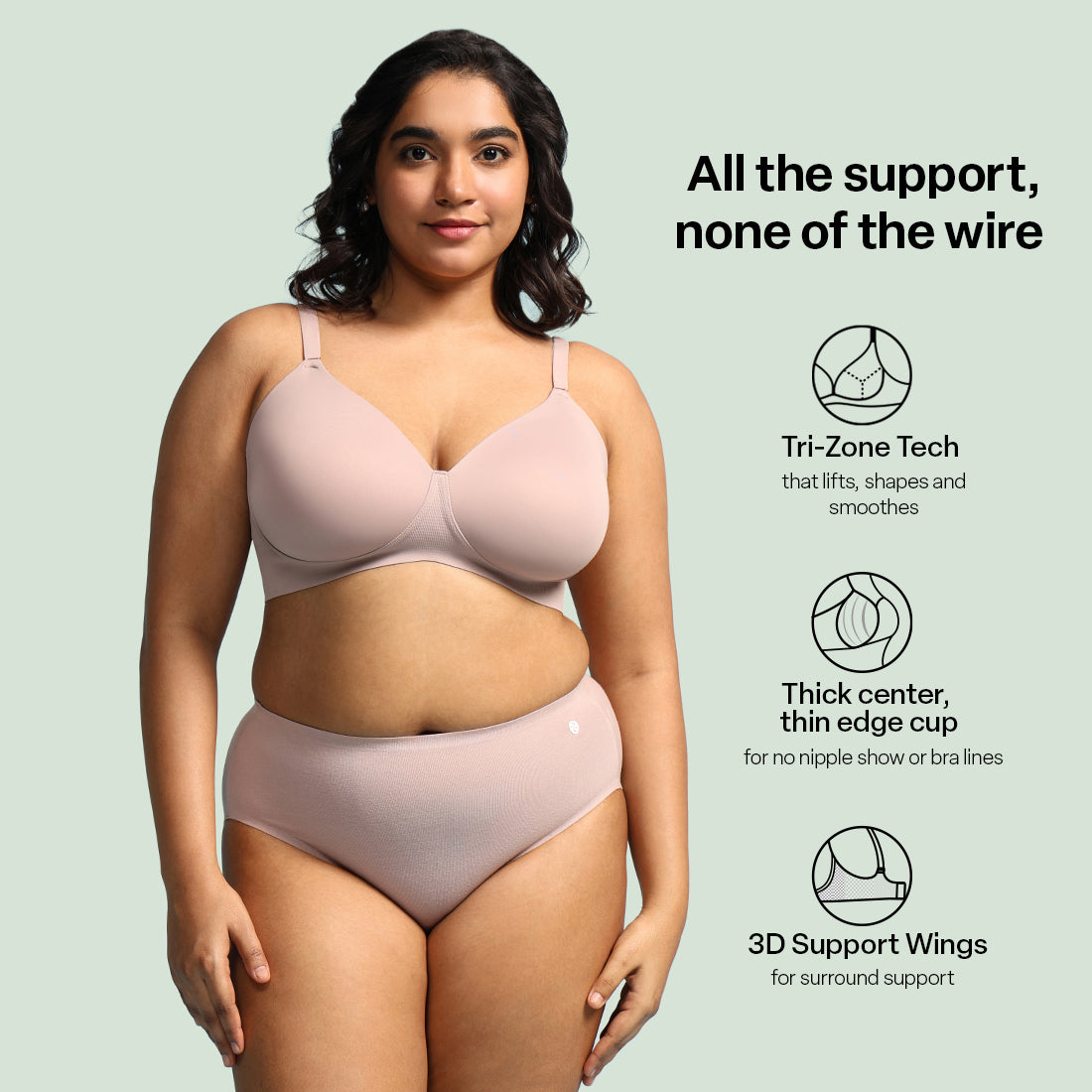 FreeDame Tri-Zone Wire-Free T-Shirt Bra