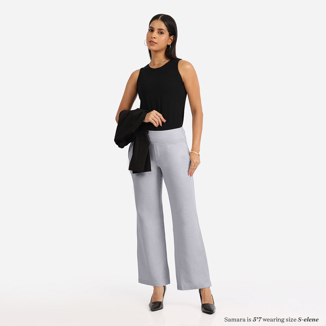 Work-To-Wine Twill Wide Leg Flare Pants