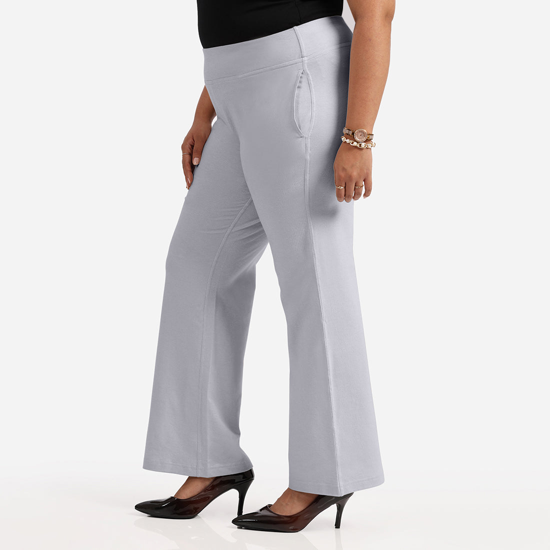 Work-To-Wine Twill Wide Leg Flare Pants
