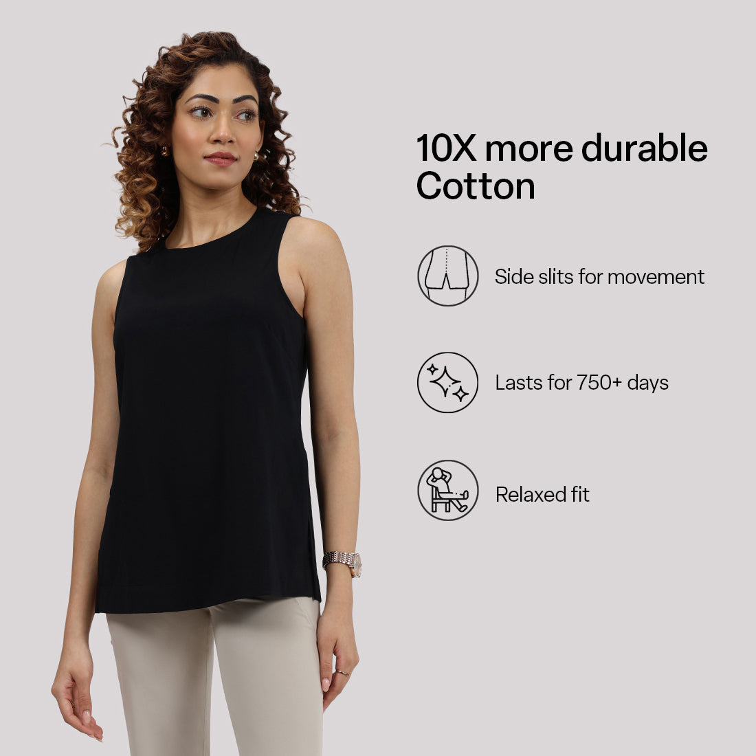 Last Tee Sleeveless Long Slit Top