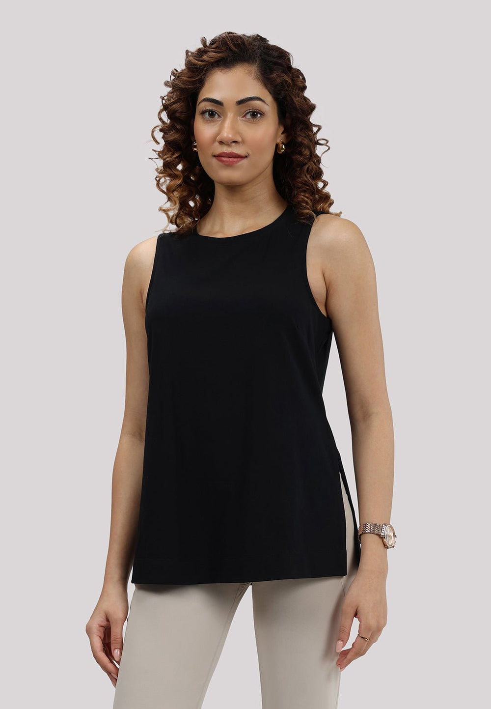 Last Tee Sleeveless Long Slit Top
