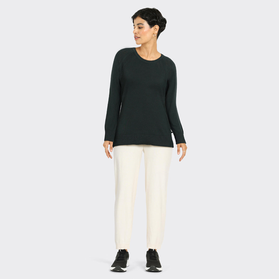 At-Ease Cotton Knit Pointelle Top - Full