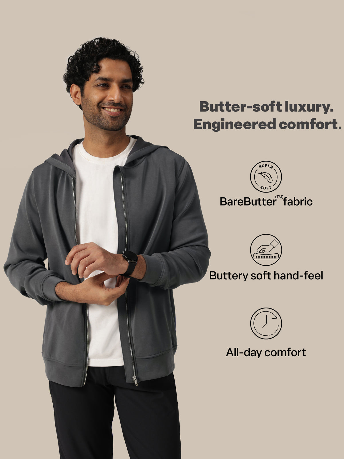 Bare Butter™ Zippered Hoodie