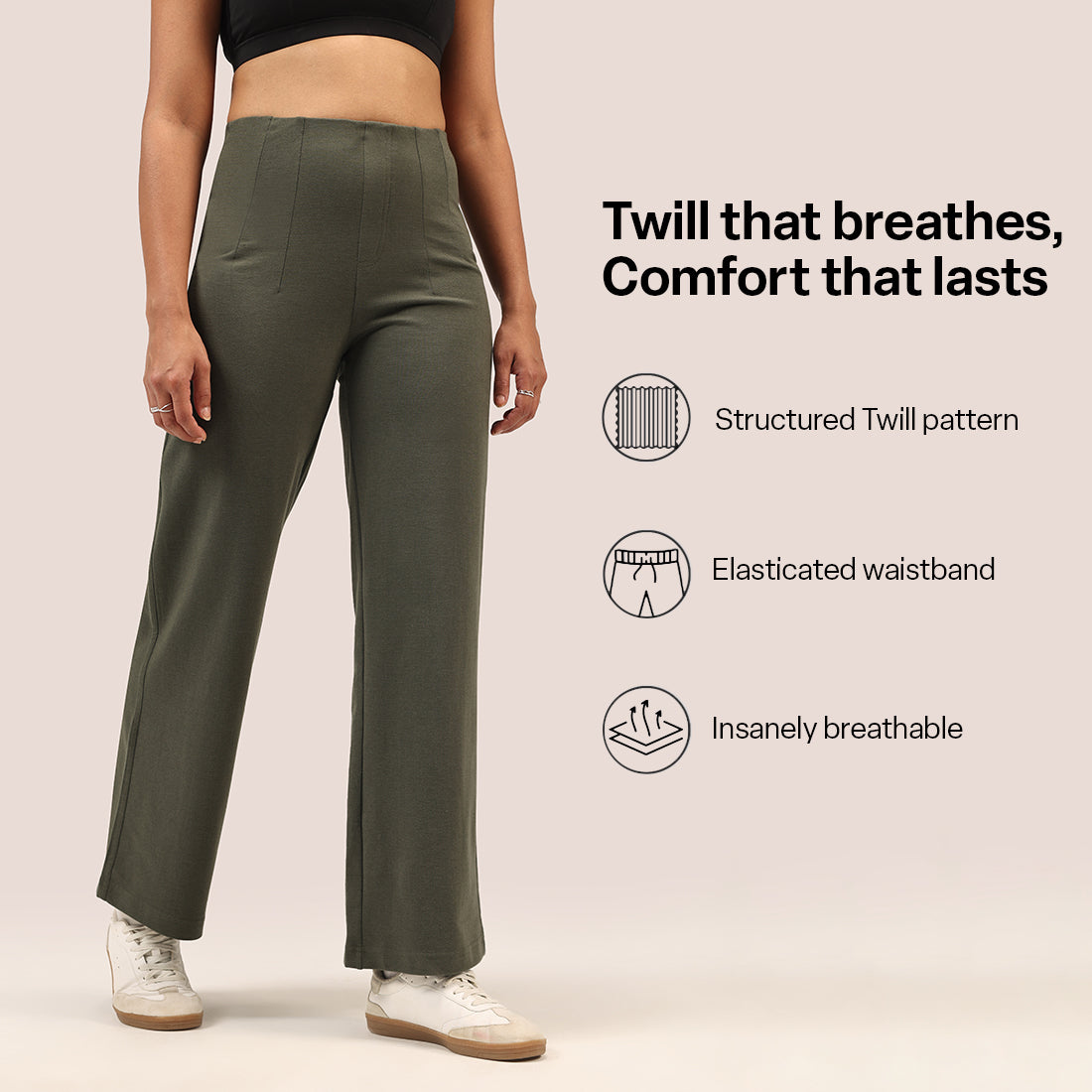 Work-To-Wine Twill Wide Dart Pants
