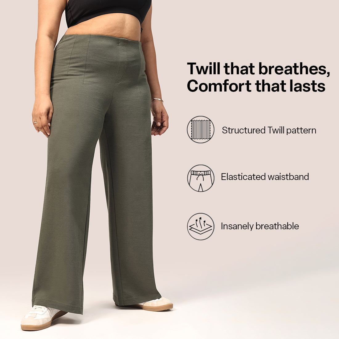 Work-To-Wine Twill Wide Dart Pants