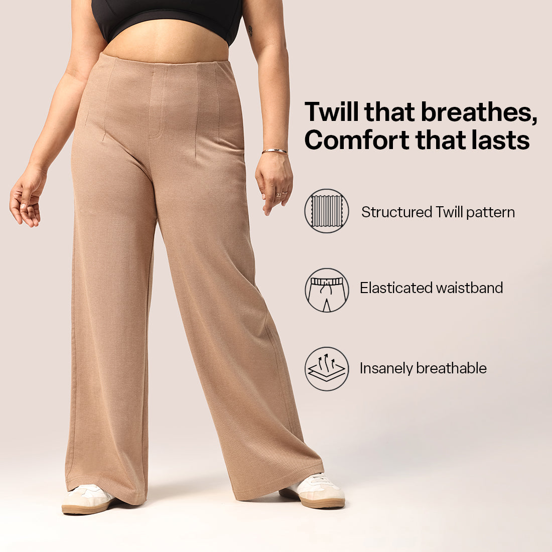 Work-To-Wine Twill Wide Dart Pants