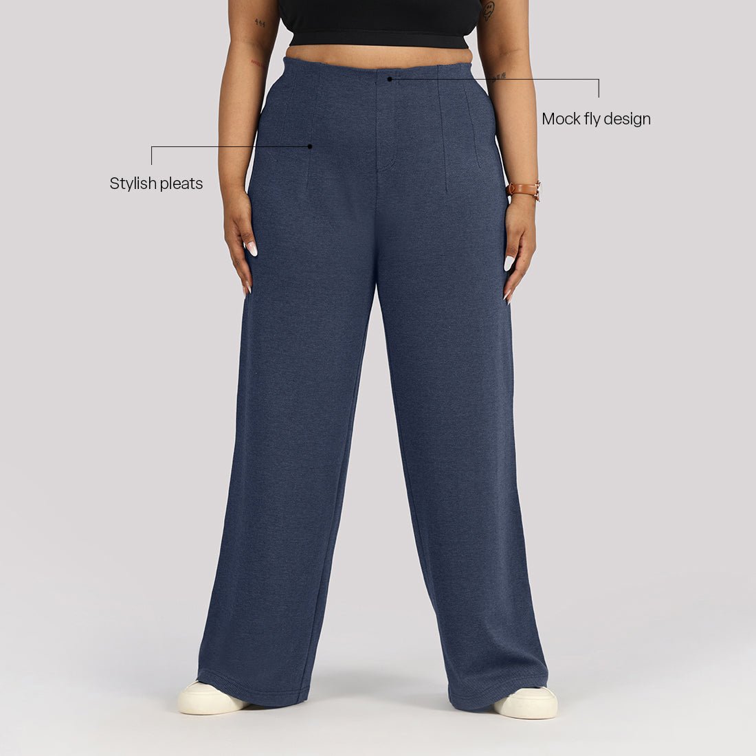 Work-To-Wine Twill Wide Dart Pants - BlissClub