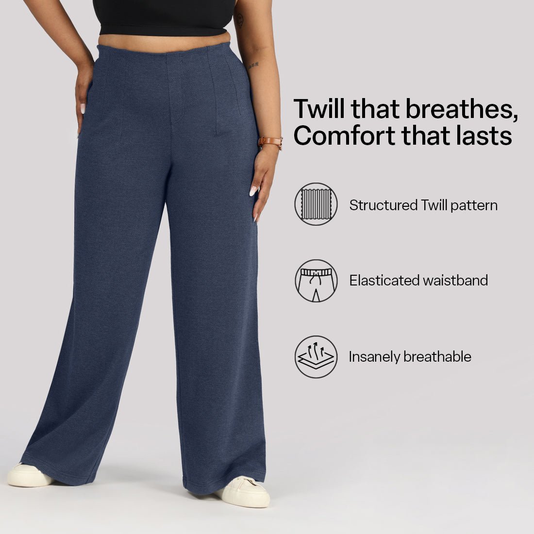 Work-To-Wine Twill Wide Dart Pants - BlissClub