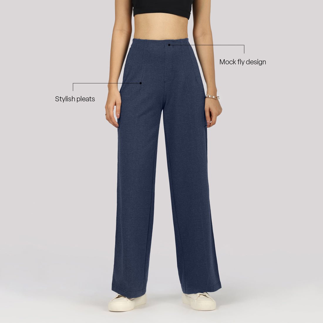 Work-To-Wine Twill Wide Dart Pants - BlissClub