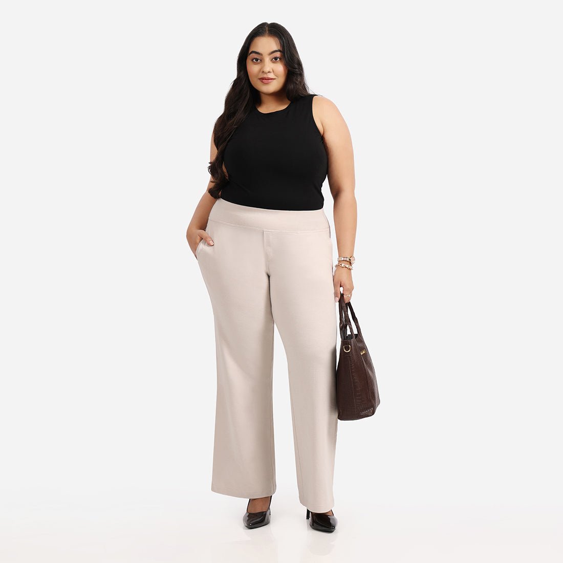 Work-To-Wine Twill Wide Leg Flare Pants - BlissClub