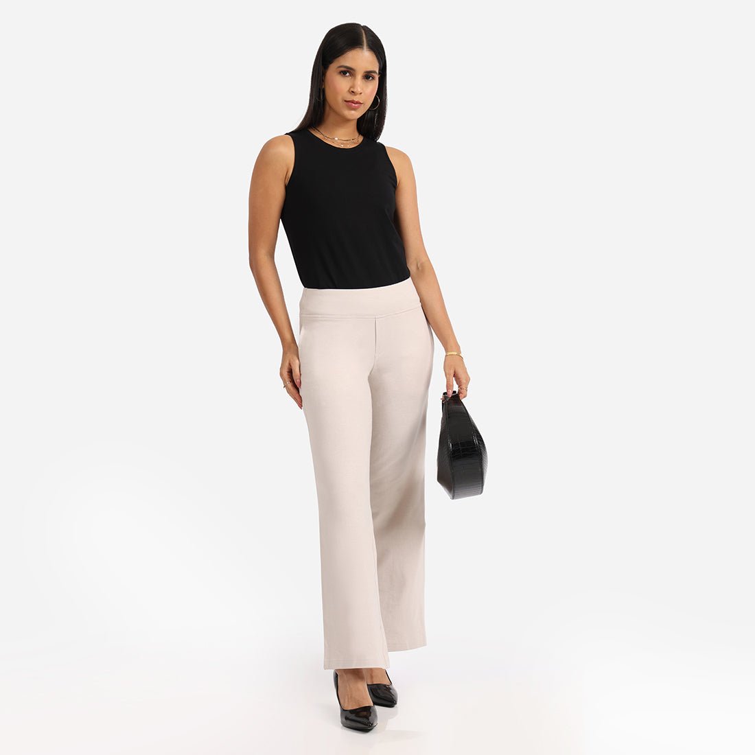 Work-To-Wine Twill Wide Leg Flare Pants - BlissClub