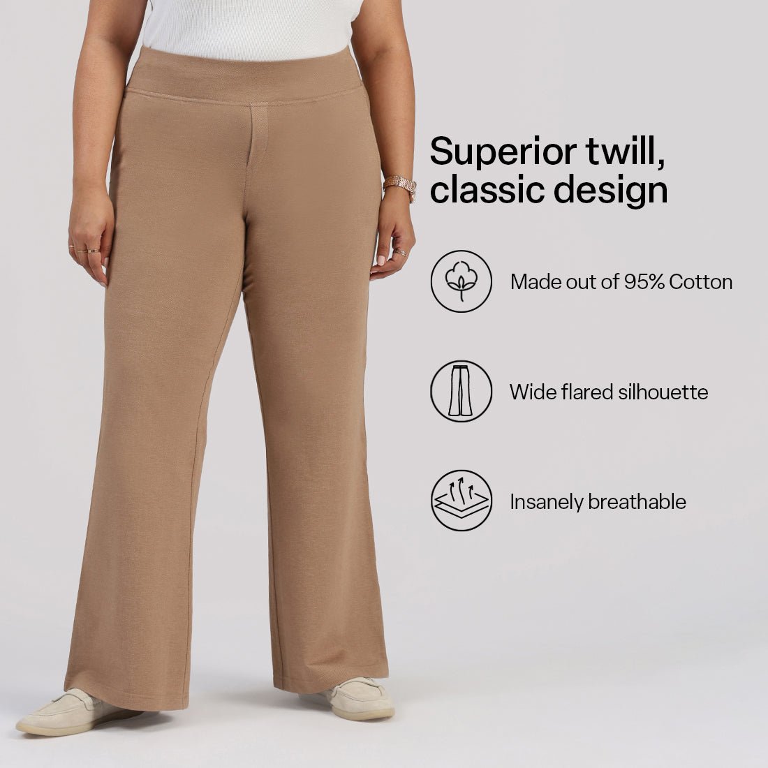 Work-To-Wine Twill Wide Leg Flare Pants - BlissClub