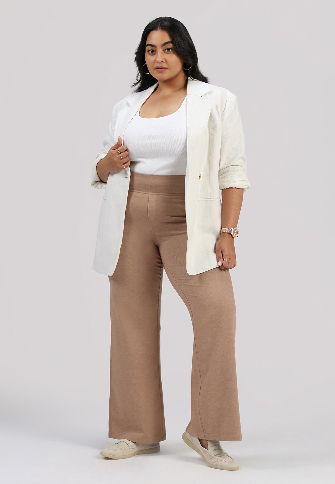 Work-To-Wine Twill Wide Leg Flare Pants - BlissClub