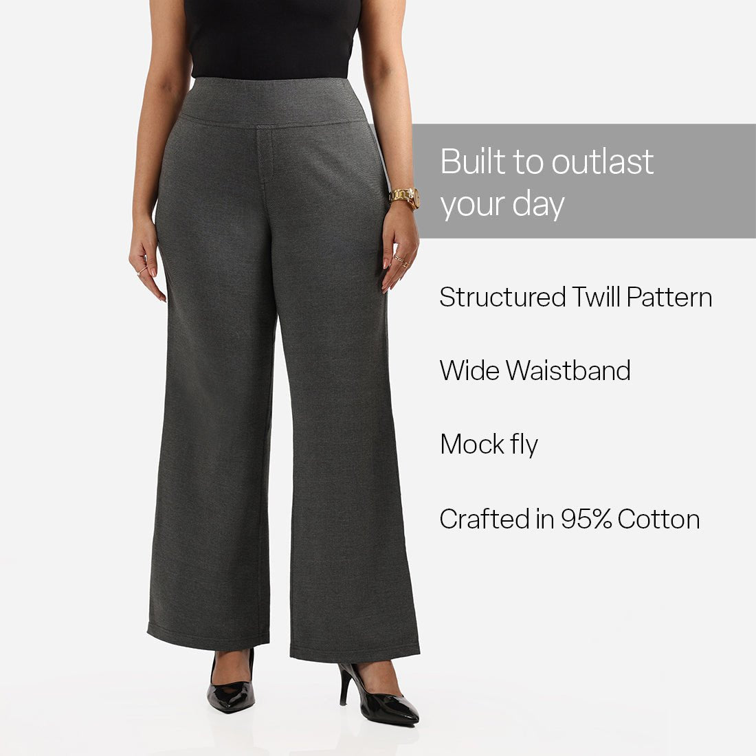 Work-To-Wine Twill Wide Leg Flare Pants - BlissClub