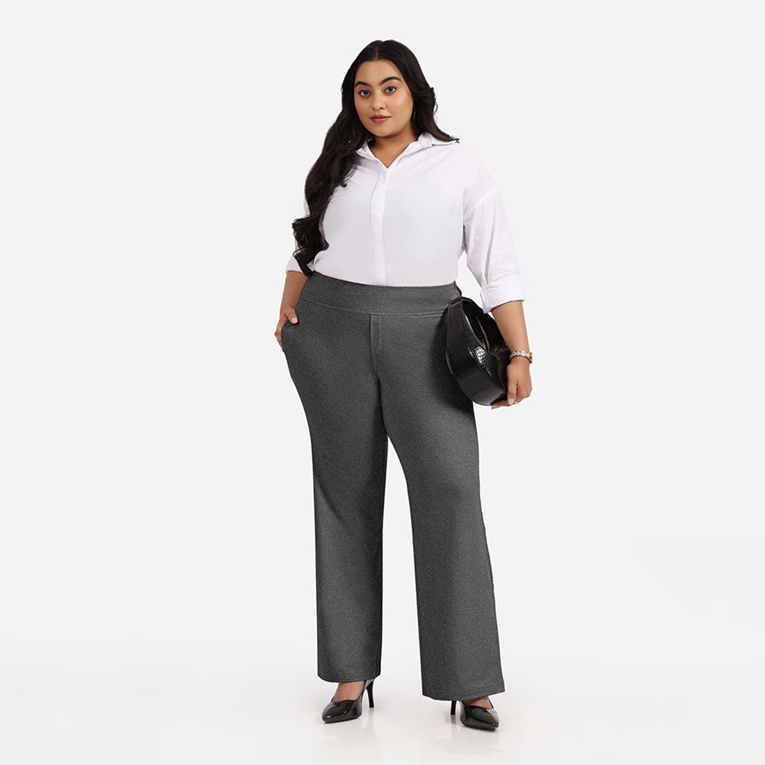 Work-To-Wine Twill Wide Leg Flare Pants - BlissClub
