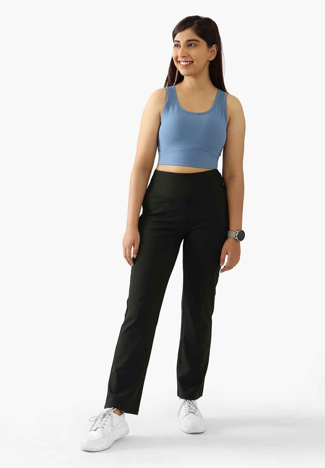 Buy Blissclub Women Black On-The-Go Slit Flare Pants with 2 deep, secure  zippered pockets online
