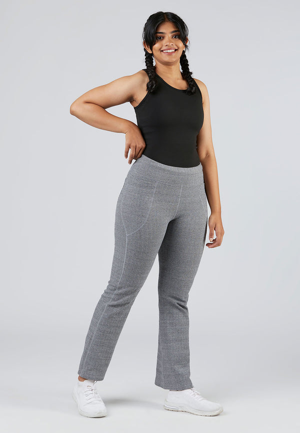 High Waisted Cotton Flare Pants with Pockets for Women