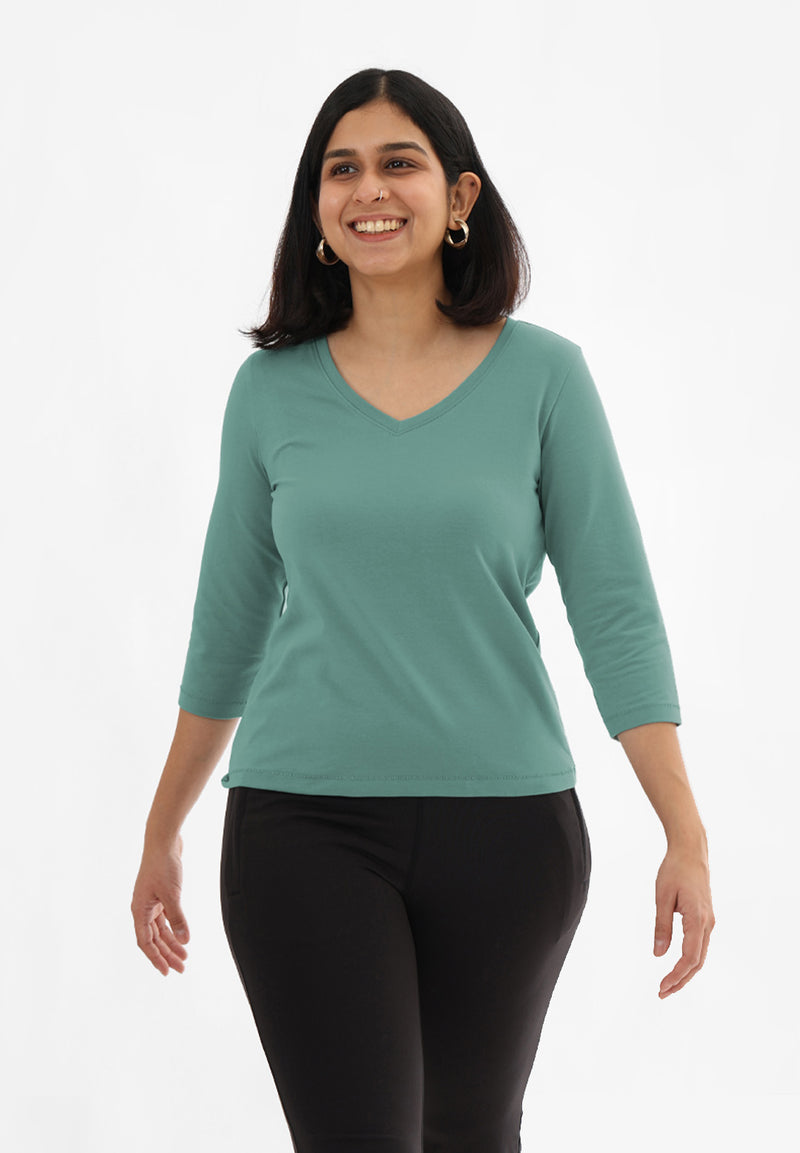 V-Neck Full Sleeve Cotton T-Shirt – BlissClub