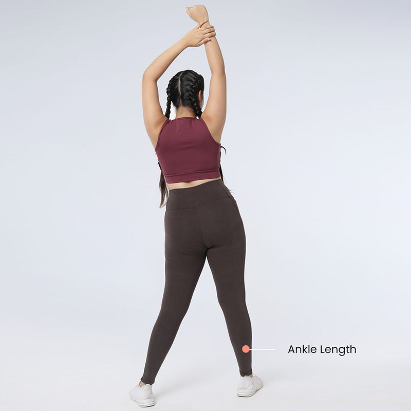 High Waisted Ankle Length Cotton Leggings with Pockets for Women