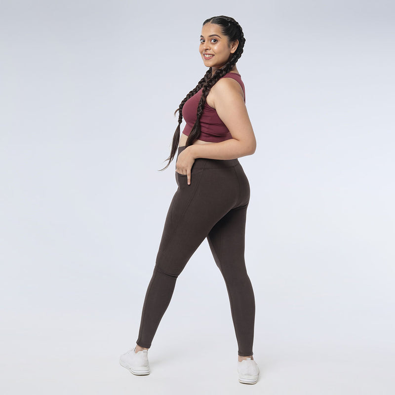 High Waisted Ankle Length Cotton Leggings with Pockets for Women
