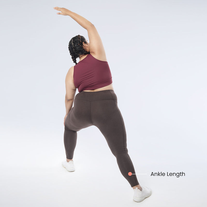 High Waisted Ankle Length Cotton Leggings with Pockets for Women