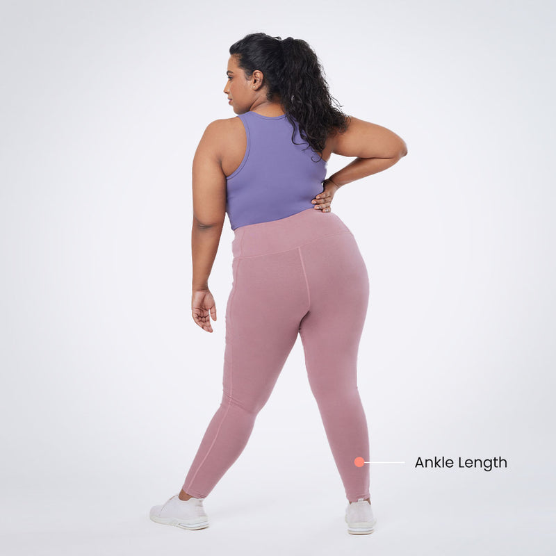 High Waisted Ankle Length Cotton Leggings with Pockets for Women
