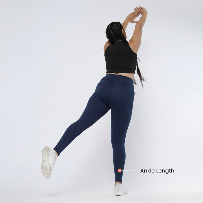 High Waisted Ankle Length Cotton Leggings with Pockets for Women
