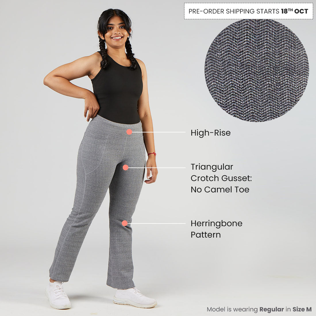 Women's High-Rise Regular Fit Tapered Ankle Knit Pants - A New Day Gray  Herringbone XL