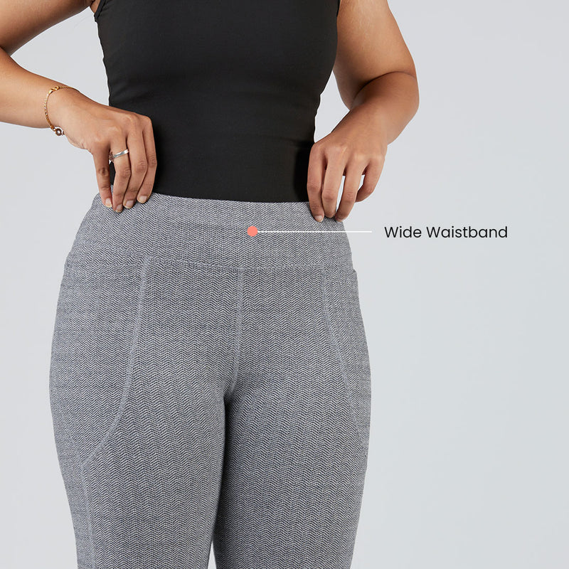 High Waisted Cotton Flare Pants with Pockets for Women