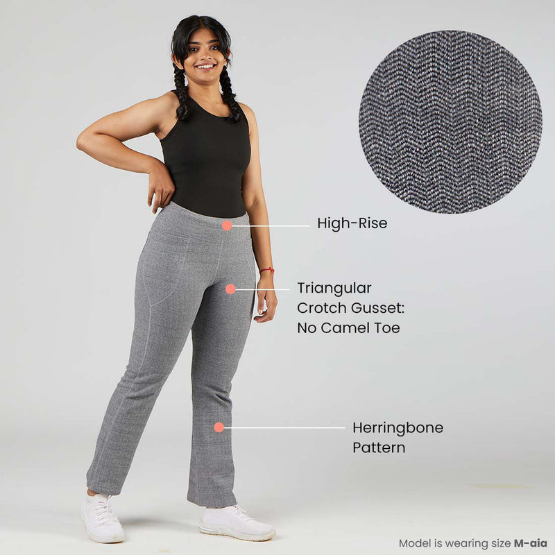 High Waisted Cotton Flare Pants with Pockets for Women