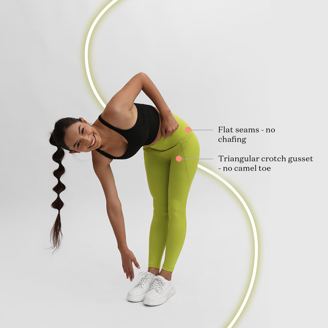 High-Waisted Neon Ankle Length Leggings with 3 Pockets