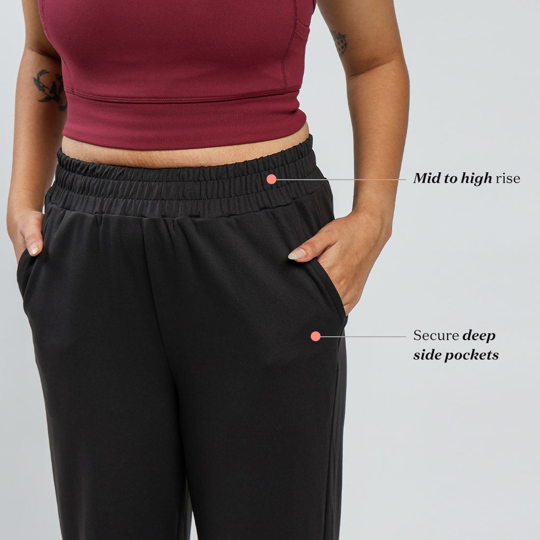 Mid-Waisted Track Pants with 2 Pockets