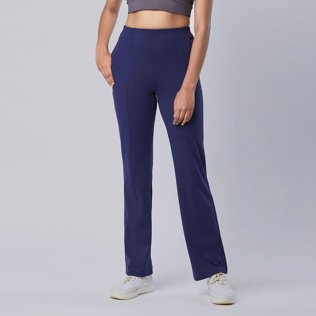 High Waisted Straight Pants with Pockets for Women
