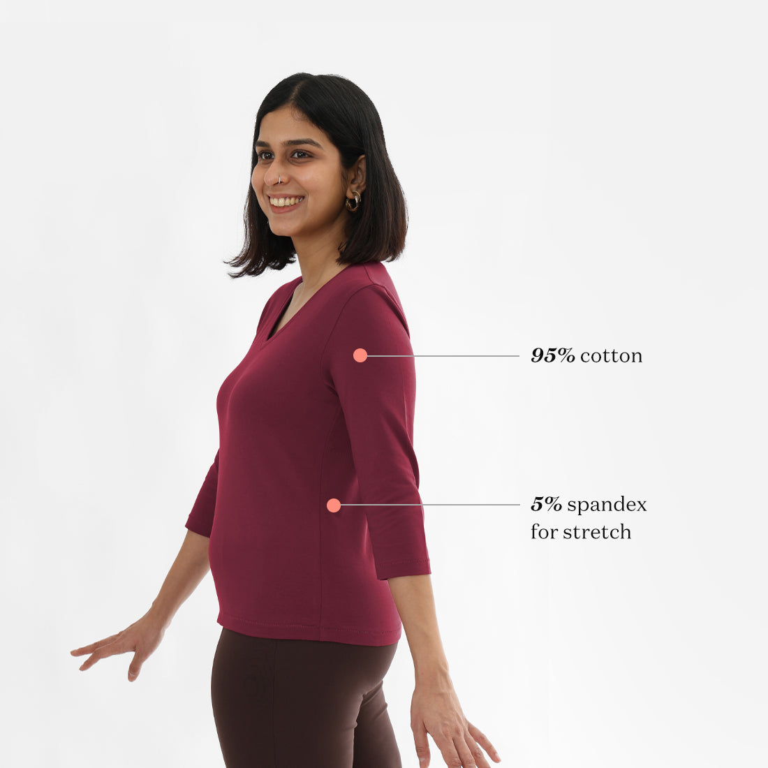 V-Neck Full Sleeve Cotton T-Shirt – BlissClub