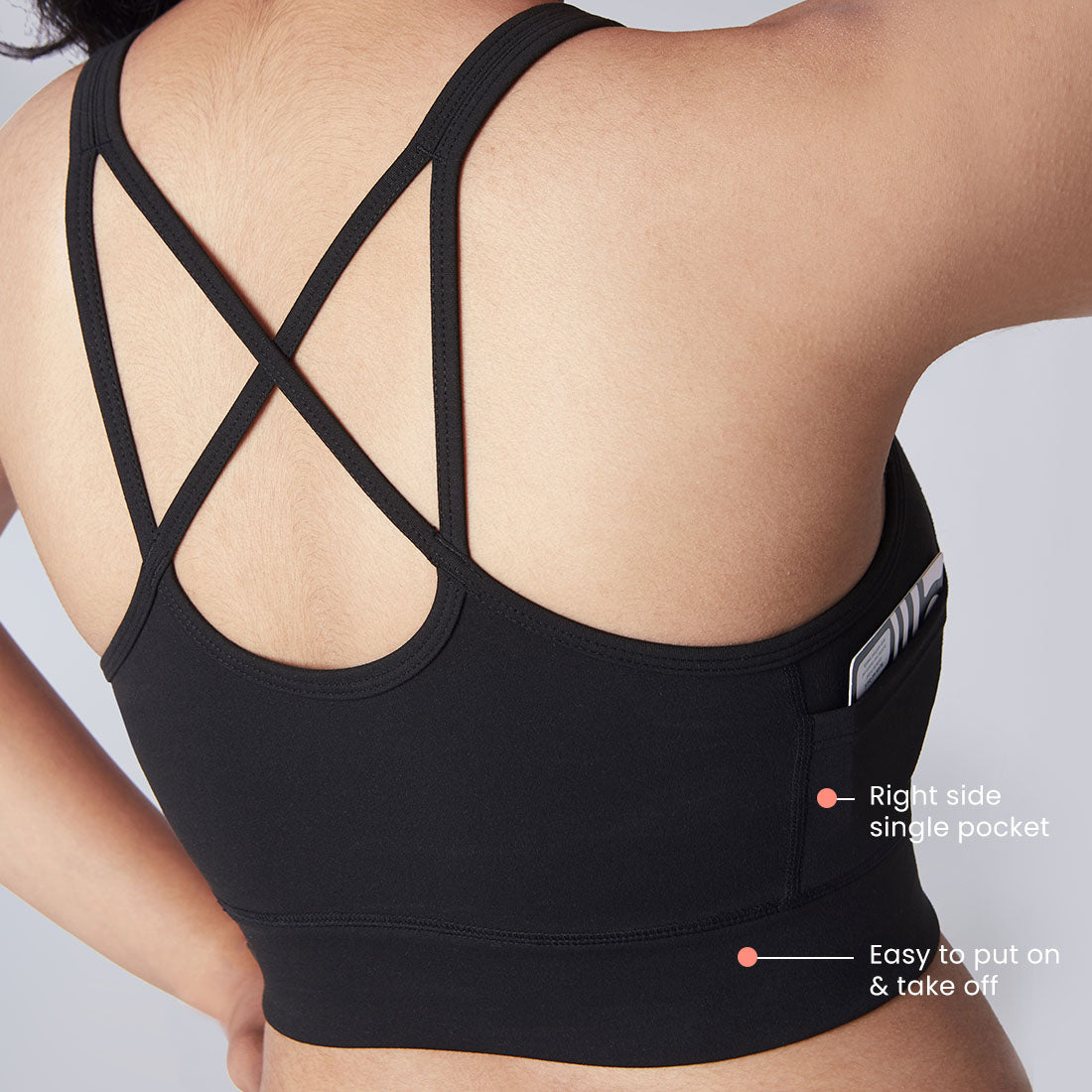 Low Impact Padded Sports Bra with Criss-Cross Back